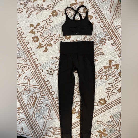 SET Active Dark Brown Leggings and Sports Bra - Picture 1 of 5